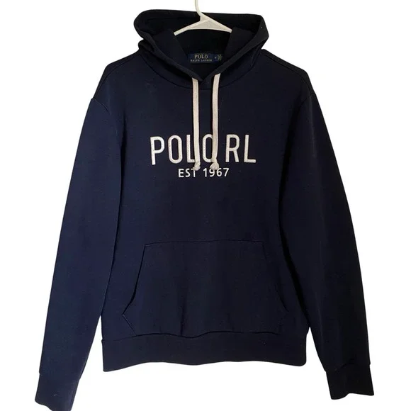 Polo Ralph Lauren Pullover Hoodie Men Size M Navy Fleece  RL 67 Script