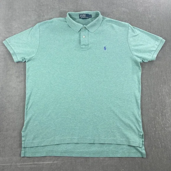 Polo Ralph Lauren Mens L Green Short Sleeve Polo Shirt Heathered Purple Pony
