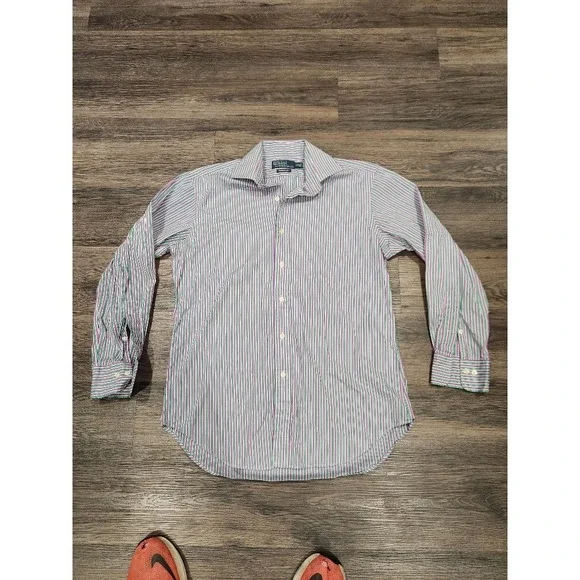 Polo Ralph Lauren Striped‎ Classic Fit Button Down Shirt Purple Green 15 1/2