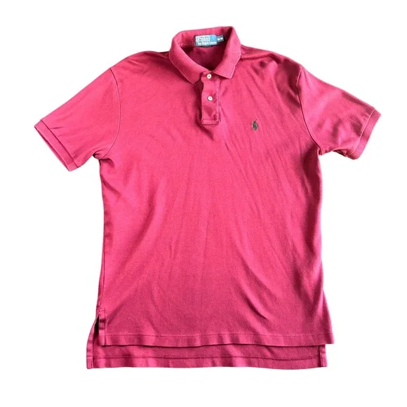 Polo Ralph Lauren Mens‎ Medium Burgundy Short Sleeve Pique Cotton Polo Shirt