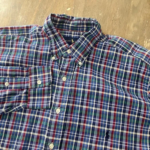 Polo Ralph Lauren Button Down Shirt Mens‎ LT Large Tall Plaid Long Sleeve Pony