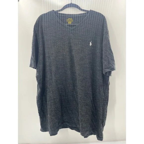 Polo Ralph Lauren Mens XXL Classic Fit V-Neck T-Shirt Charcoal Gray Heather Pony
