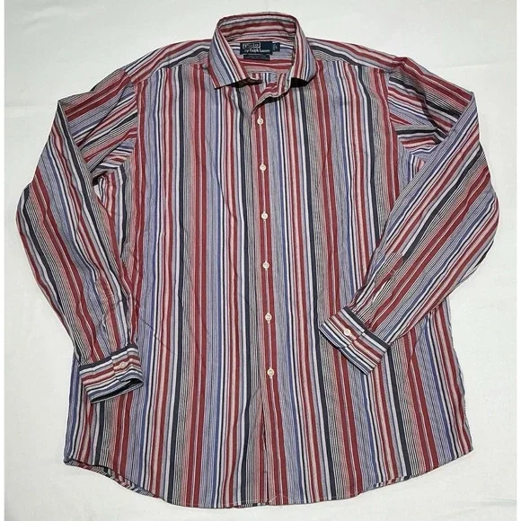 Polo Ralph Lauren Westerton Shirt Mens Large Red Striped Casual Preppy Cotton