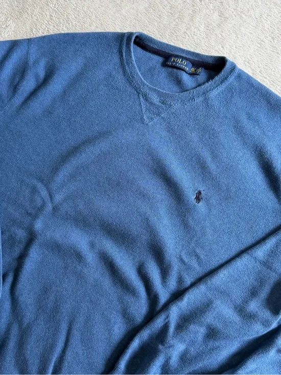 Polo Ralph Lauren Cotton Sweater Men's Size 3XL Blue Crewneck Pony Logo Knit