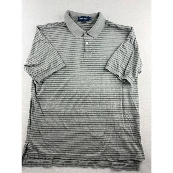Polo‎ Golf Ralph Lauren Mens XL Pima Cotton Striped Short Sleeve Polo Shirt Grey