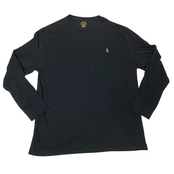 Polo Ralph Lauren Mens XL Long Sleeve T-Shirt Black Classic Fit Cotton Pony Logo