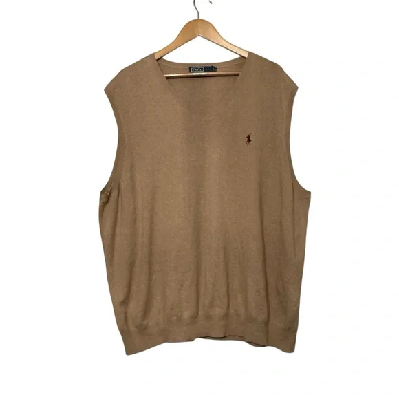 Polo Ralph Lauren Sweater‎ Vest Tan Neutral Teacher Business Casual Men’s 2XB