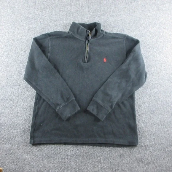 Polo Ralph Lauren Sweater Youth L Black 1/4 Zip Pullover Mock Neck Preppy Boys