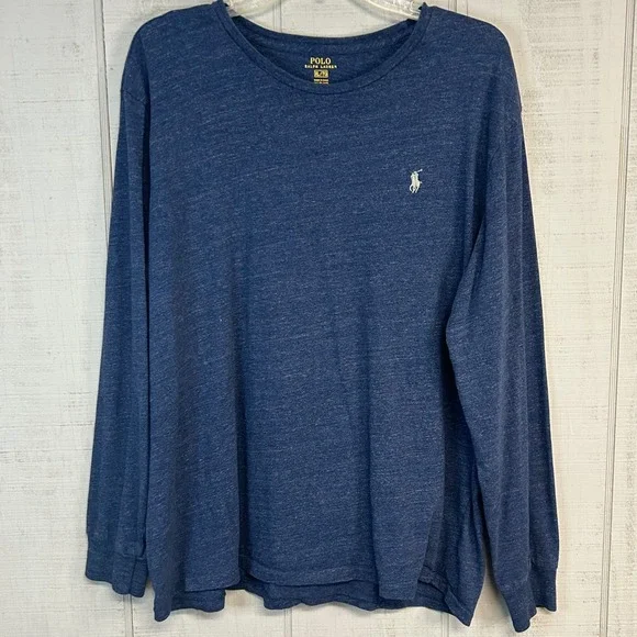 Polo Ralph Lauren Mens Crew Neck T Shirt XL Long Sleeve Pony Cotton Blue‎ Layers