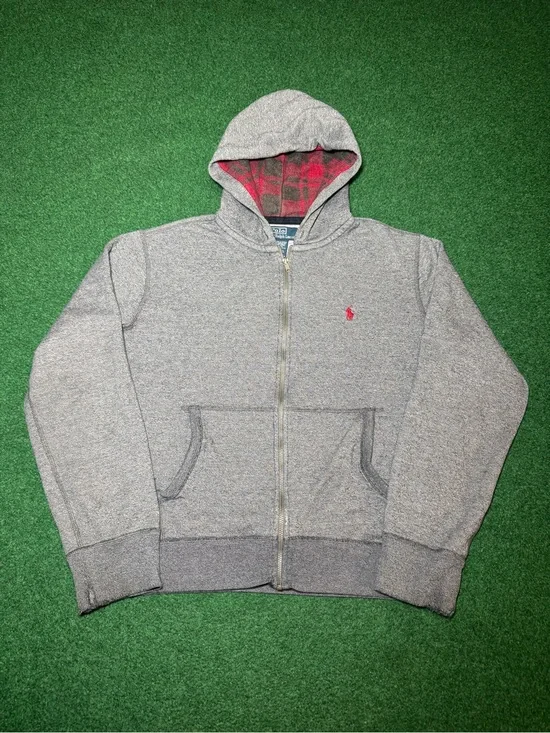 Polo Ralph Lauren Vintage Zip Up Hoodie M/L Boxy 24x25 Talon Zipper Sweatshirt