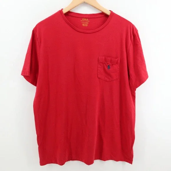 Polo Ralph Lauren Shirt Mens Large Red Pocket Tee Modern Pony Logo Excellent