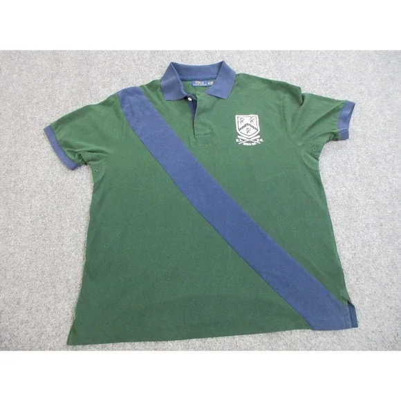 Ralph Lauren Polo Shirt Mens 1XB Green Rugby Patch Crest RLPC‎ Logo