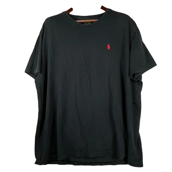 Polo Ralph Lauren T-Shirt Mens XXL Classic Fit Black Red Pony Chest Pocket Tee