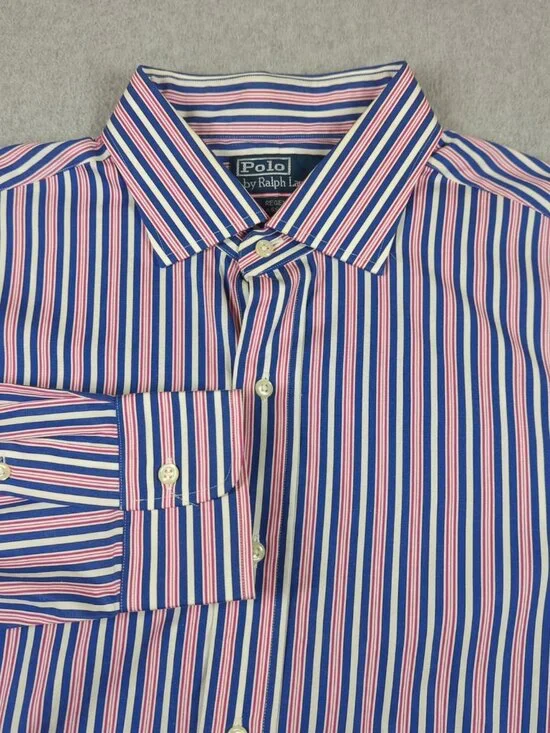 Vintage Polo Ralph Lauren Shirt Men's 17.5 Striped Regent Classic Fit Button Up