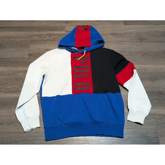 Polo Ralph Lauren‎ Mens 1967 Spell Out Colorblock Hoodie Sweatshirt Size Small