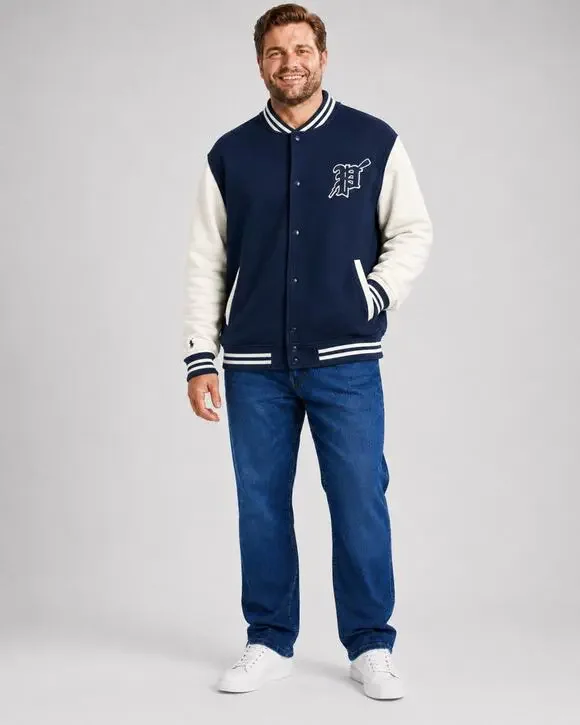 POLO RALPH LAUREN Varsity Bomber Jacket Size 3XLT Baseball Navy Blue White NEW