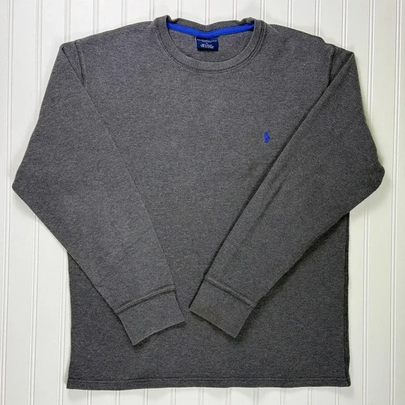 Polo Ralph Lauren Men's Gray Waffle Knit Long Sleeve Sleep Shirt Top‎ XL