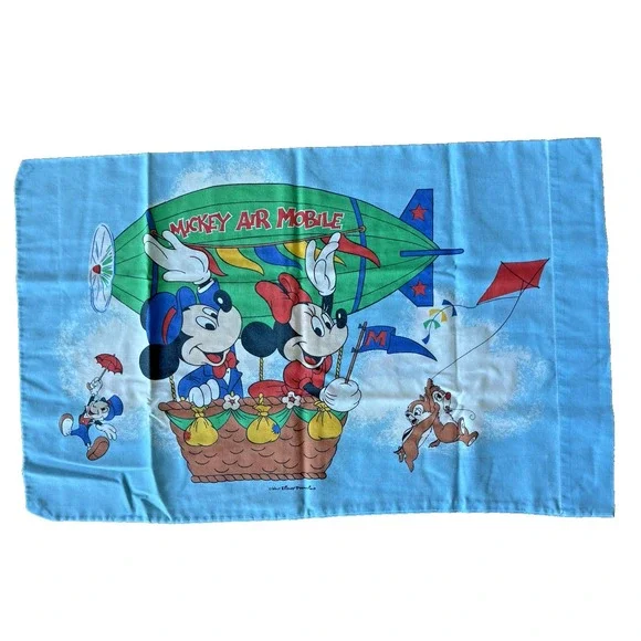 Vintage Disney Mickey Air Mobile Minnie Mouse Standard‎ Pillow Case 80s 90s Nice
