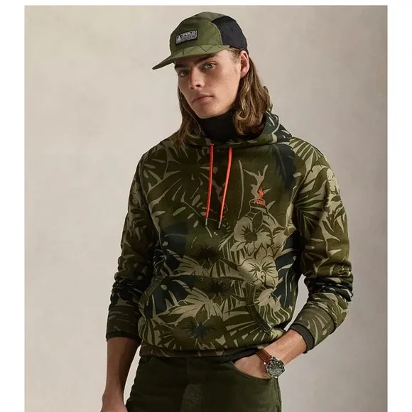 Polo Ralph Lauren Men's Palm-Camo Double-Knit Hoodie Sweatshirt Size Small‎ NEW