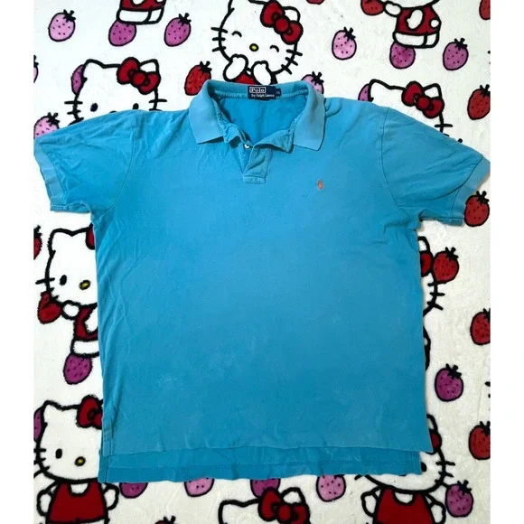 2000s indie skater blue polo tee