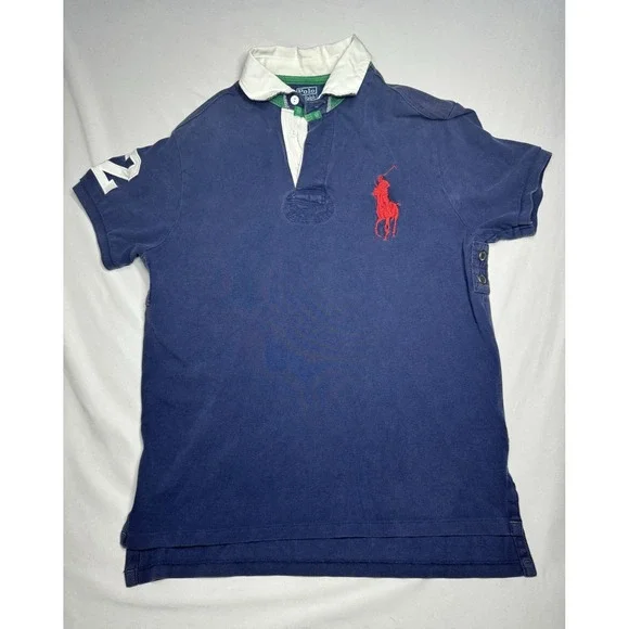 Vintage Polo‎ Ralph Lauren Big Pony Custom Fit Polo Shirt Size Large Preppy