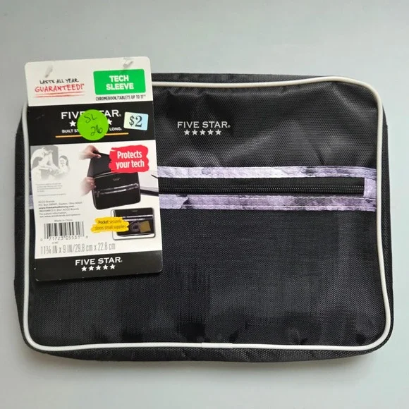 Five‎ Star Tech Sleeve Chromebook Tablet Case 11 Inch Black Padded Pouch X-593