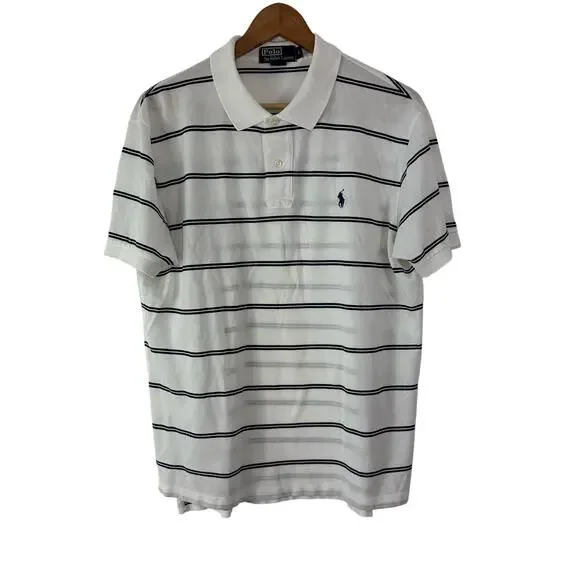 Vintage Polo Ralph Lauren Polo Shirt Men's Large Stripe Short Sleeve 100% Cotton