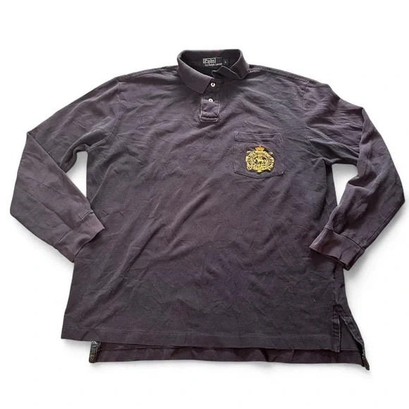 Vintage Polo Ralph Lauren Men’s‎ Navy Bleecker Long Sleeve Rugby Shirt Large