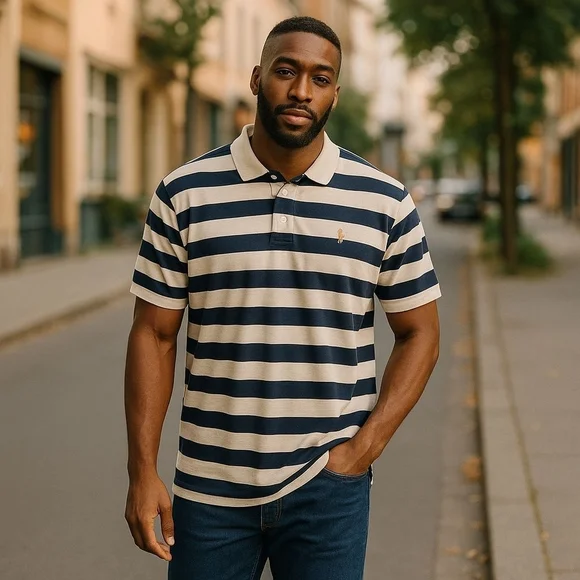 Polo Golf Ralph Lauren sz XXL  navy blue white stripe shirt new MT92
