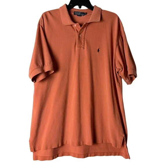 Polo Ralph Lauren Men Cotton Orange‎ Short Sleeve Classic Fit Polo Shirt Size XL