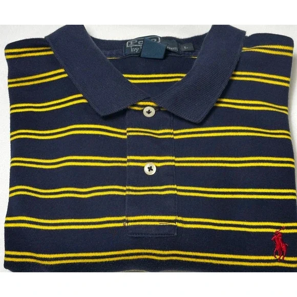 Ralph Lauren Mens Short Sleeve Polo Striped Red Pony Large
