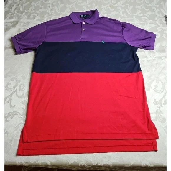 POLO Ralph‎ Lauren Shirt Classic Polo COLOR BLOCK Preppy Embroidered Pony XL