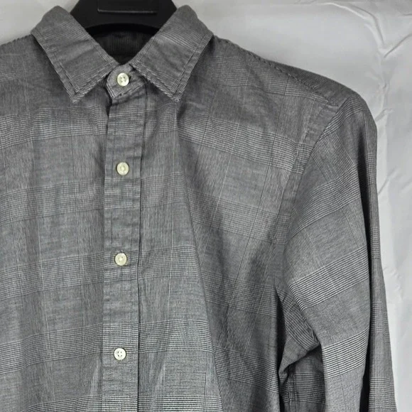 Polo Ralph Lauren Mens Classic Fit Glen Plaid Button Down Shirt Grey White Med