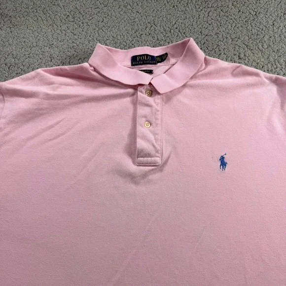 Polo Ralph Lauren Mens XXL Classic Fit Pink Short Sleeve Mesh Polo Shirt
