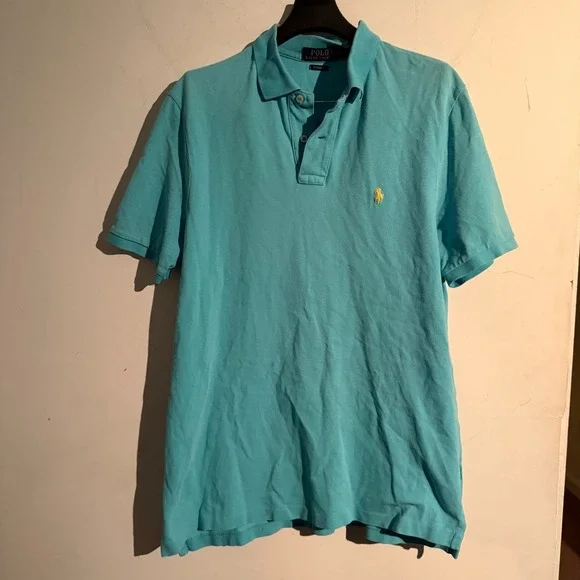Polo Ralph‎ Lauren Mens Blue Medium Yellow PONY Classic Fit Academia Preppy
