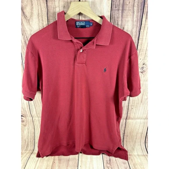 Polo Ralph Lauren Polo Shirt Men Short Sleeve Dark‎ Red MEDIUM