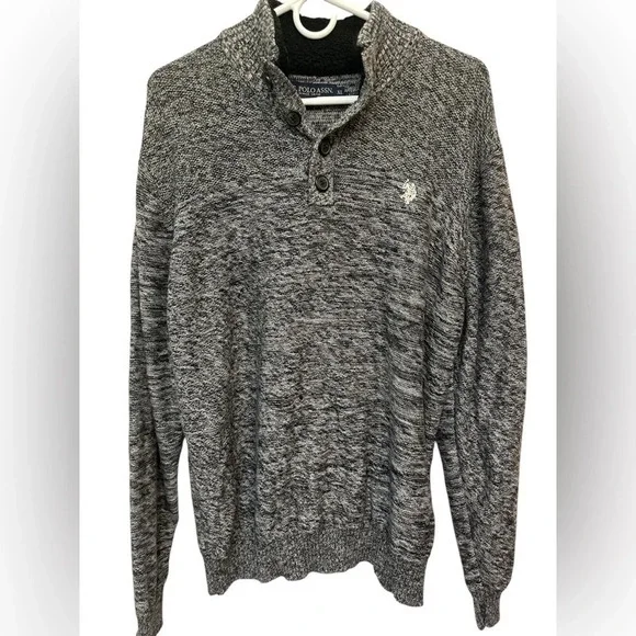 US Polo Assn Sweater Mens Long Sleeve 1/4 Button Pullover sweater