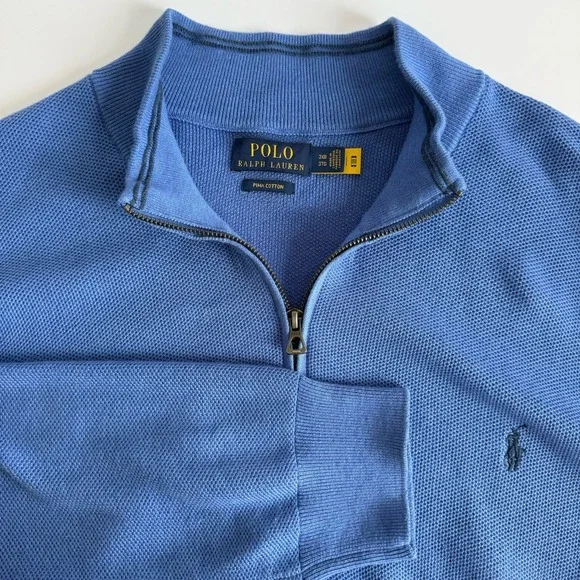 Polo Ralph Lauren  1/4 Zip Pullover Sweater Size 3XB Pima Cotton Blue Preppy