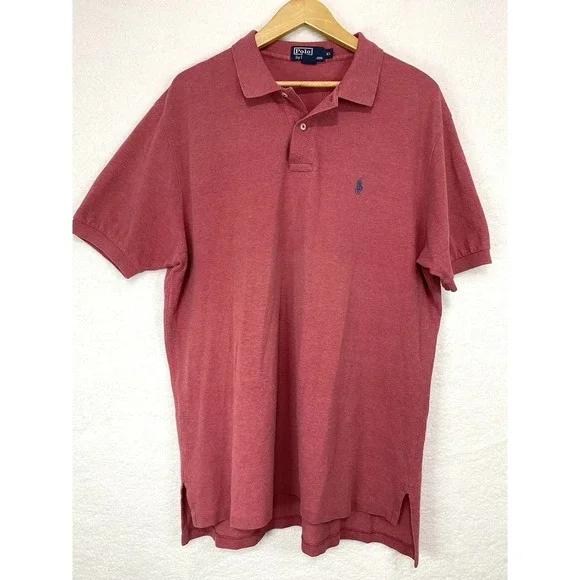 Polo Ralph Lauren Mens XL Short Sleeve Pique Polo Shirt Red Pink Blue Pony Logo
