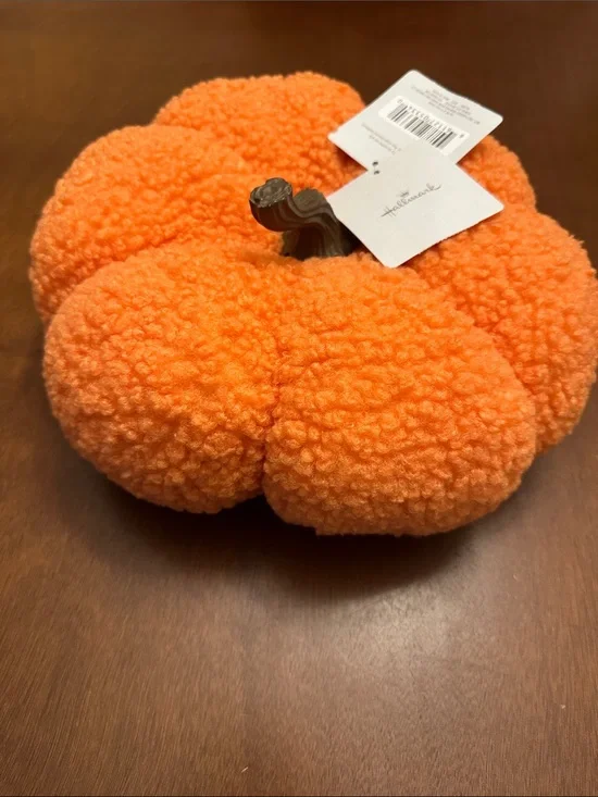 Hallmark Orange Sherpa Plush Pumpkin with Resin Stem