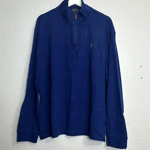 Polo Ralph Lauren Men's XL Estate Rib‎ 1/4 Zip Long Sleeve Pullover Blue READ