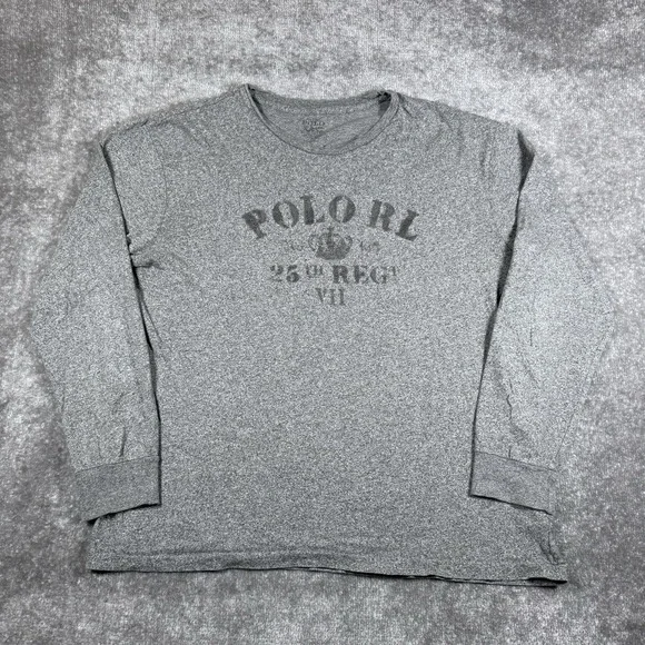 Polo Ralph Lauren T-Shirt Men's Large Gray Long Sleeve Crew Neck Stretch