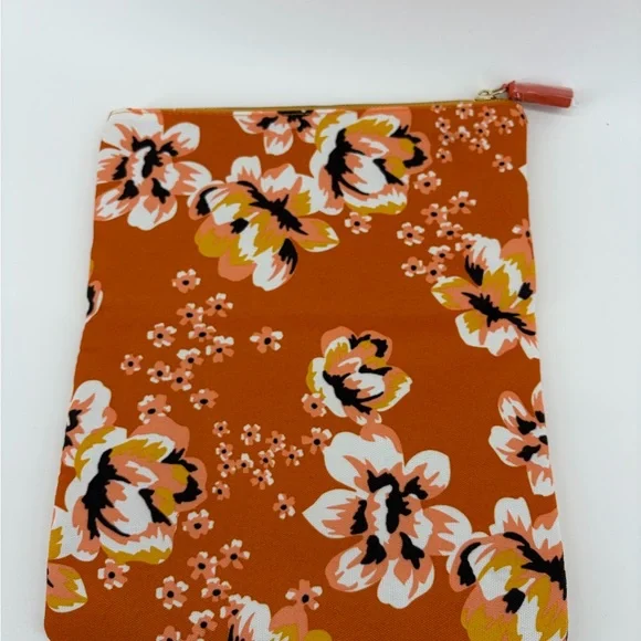 Rachel Pally Reversible Clutch Bag Purse Tropical Floral Orange & White Zip NWOT