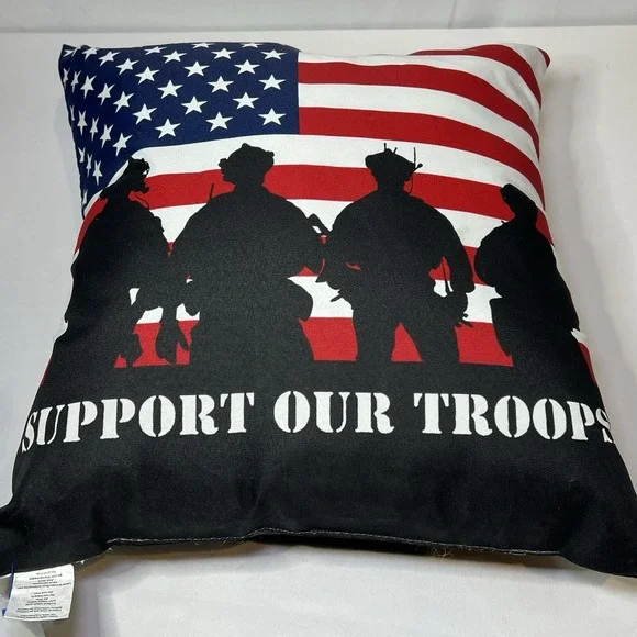 Mainstay Indoor/Outdoor Throw Pillow Patriotic USA Support Our Troops‎ Military