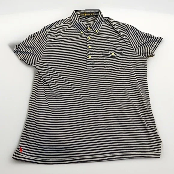 Polo Ralph Lauren Polo Shirt Mens XL Blue Striped Short Sleeve Oxford