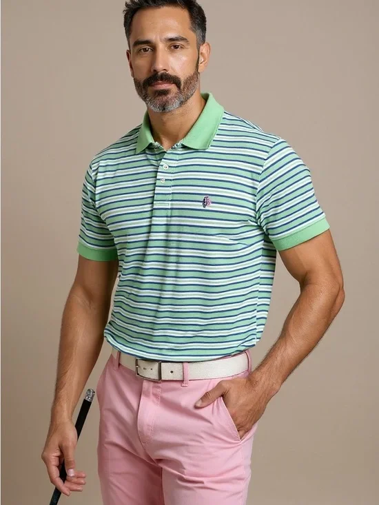 Polo by Ralph Lauren Mint and Blue Striped Polo‎