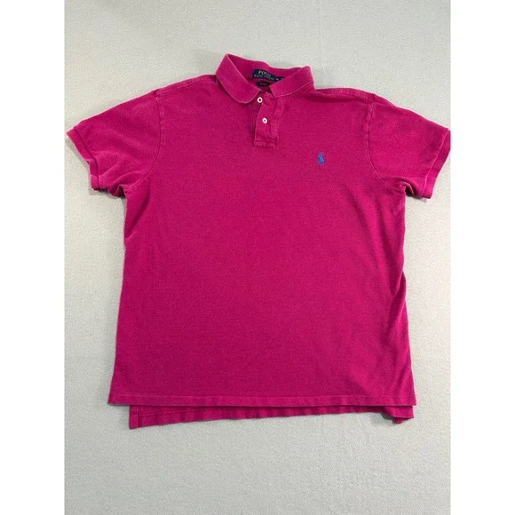 Polo Ralph Lauren Polo Shirt Mens XL Pink Custom Fit Short Sleeve Cotton Mesh