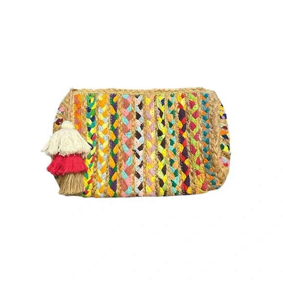 Antik‎ Kraft Multicolor Woven Clutch with Tassel