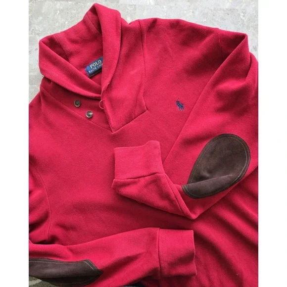 Polo Ralph Lauren Sweater Red Pullover Cotton Men's Large