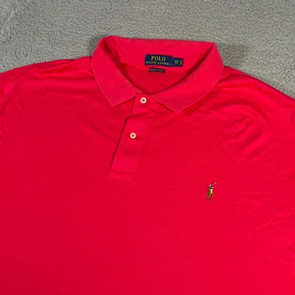 Polo Ralph Lauren Polo Shirt Mens 4XLT Red Pima Soft Touch Flesh Pony Logo